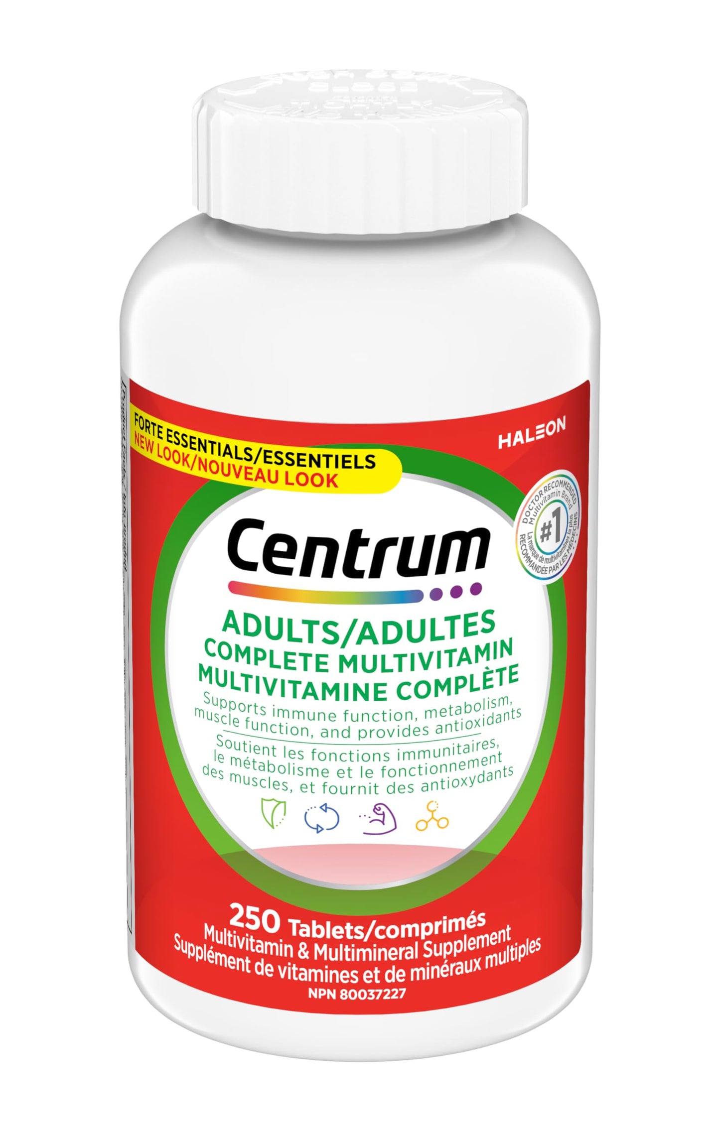 Centrum Adult Forte Essentials Mulitvitamins/Minerals Supplement for Men & Women, 250 Tablets (Packaging May Vary) Centrum