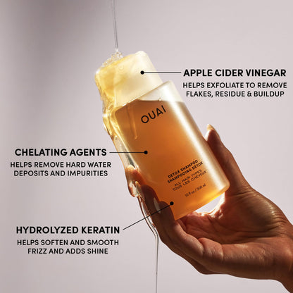 OUAI Detox Shampoo - Clarifying Shampoo for Build Up, Dirt, Oil, Product and Hard Water - Apple Cider Vinegar & Keratin for Clean, Refreshed Hair - Sulfate-Free Hair Care (10 oz) - Available at All In One Marketplace Canada