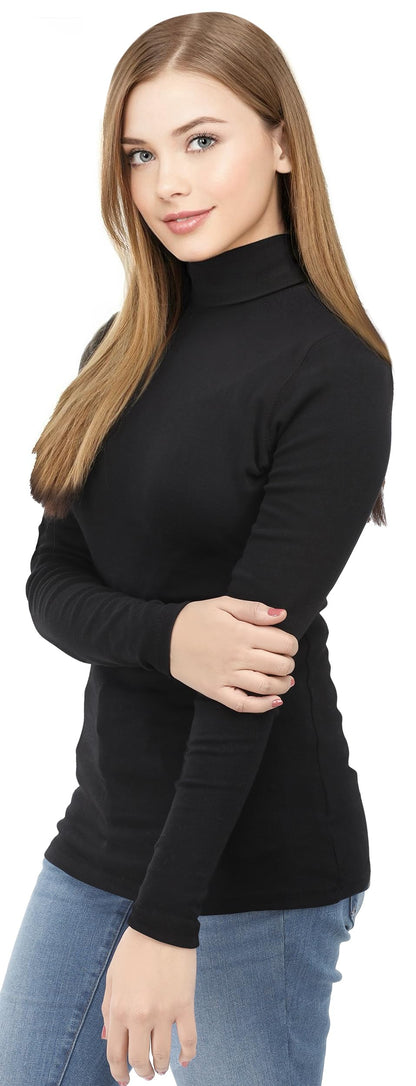 NY Threads Cotton Blend Turtleneck Top for Women, X-Large, Black 🍁 All In One Marketplace Canada