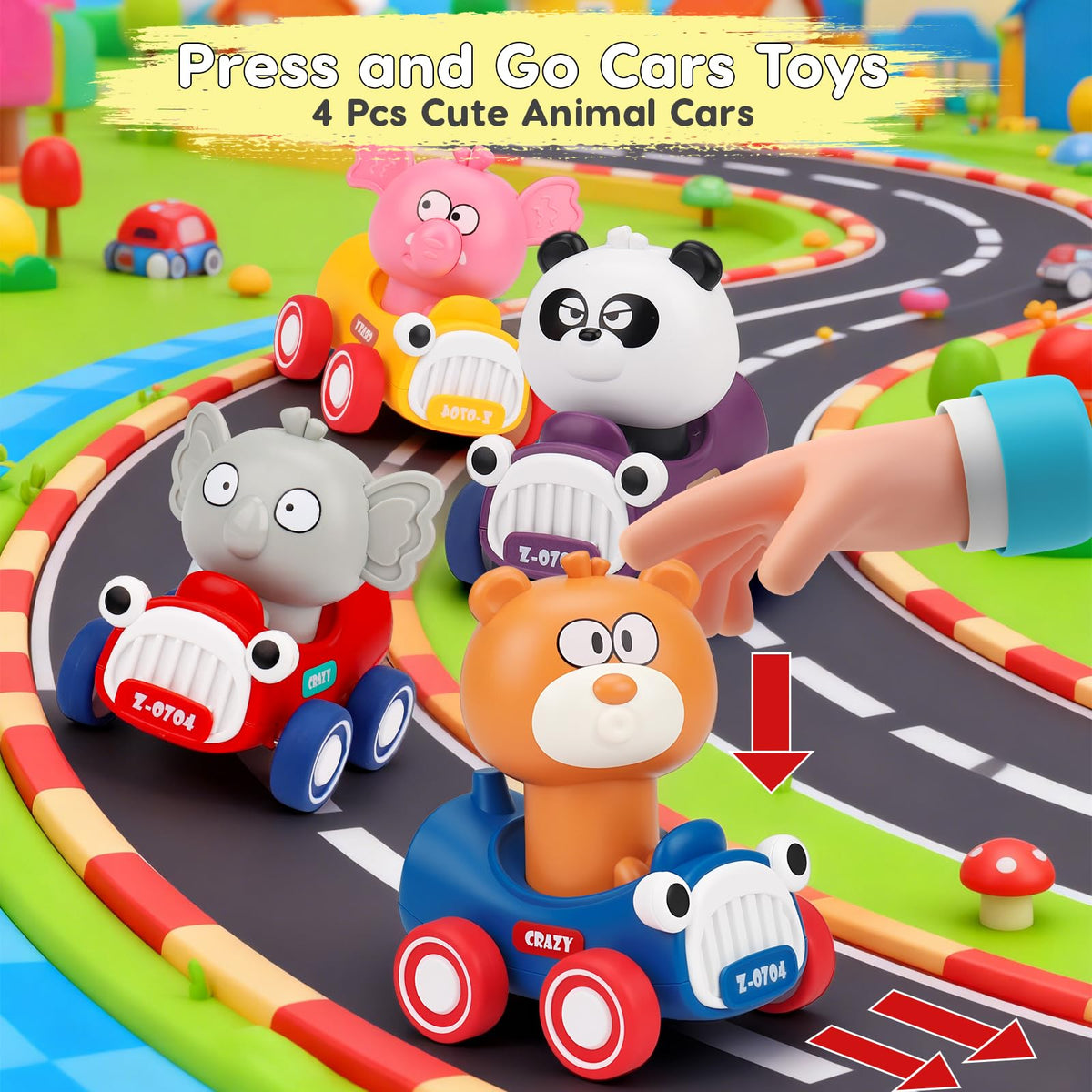 Baby Press and Go Car Toys for 1-2-3 Year Old Boys,Push Go Animal Racing Baby Cars Toys for Toddlers 12-18 Months,1st Christmas Birthday Gifts for 1 2 3 Year Old Boys Girls Toddler Toys for Boy & Girl 🍁 All In One Marketplace Canada
