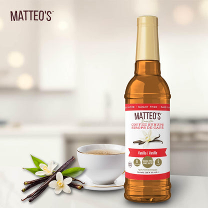 Matteo's Vanilla Barista Coffee Syrup - Sugar Free, Zero Carb, Keto-Friendly - 25.4 Oz Bottle, 6-Pack