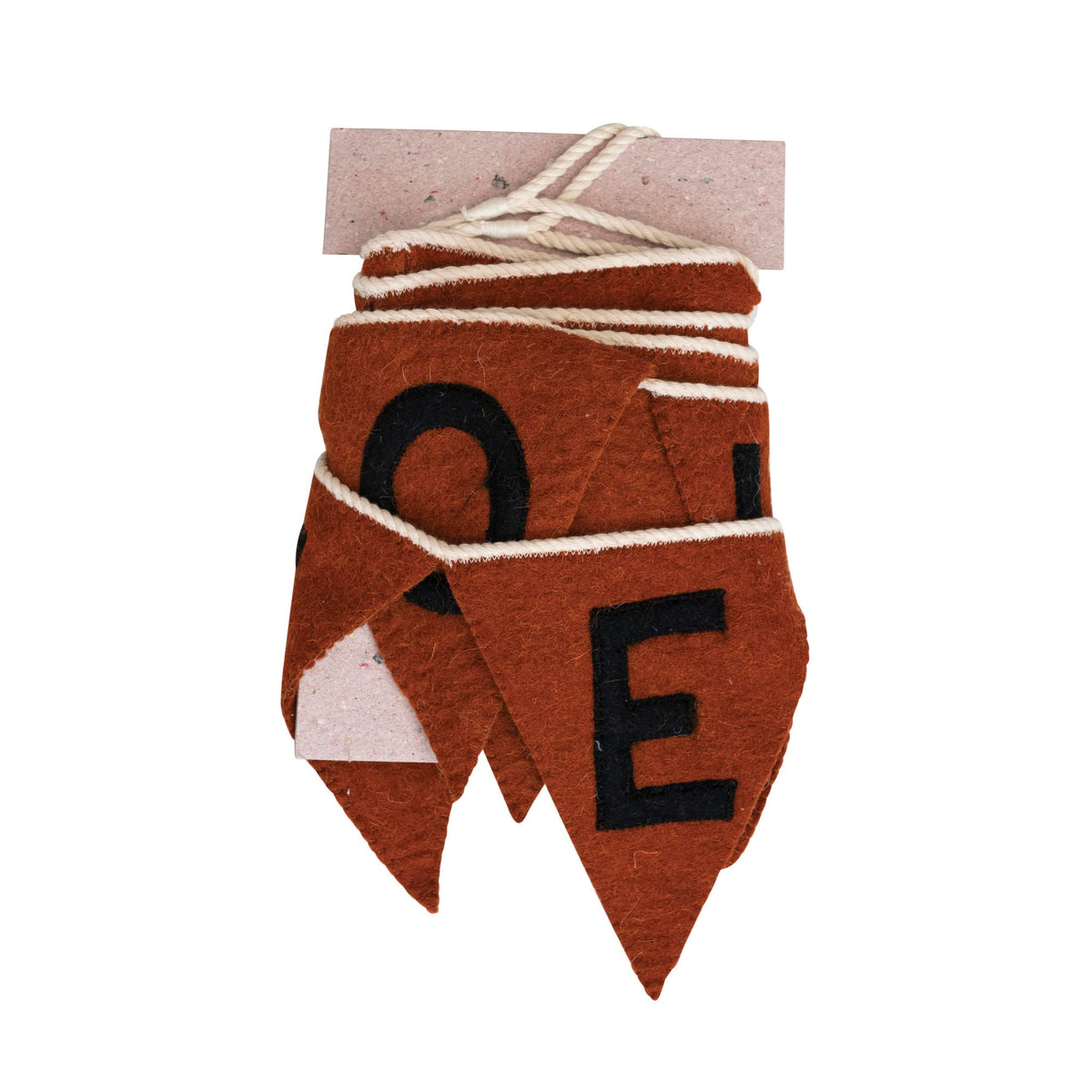 Creative Co-Op 72"L Handmade Wool Felt Pennant Banner "Happy Halloween", Orange Color & Black