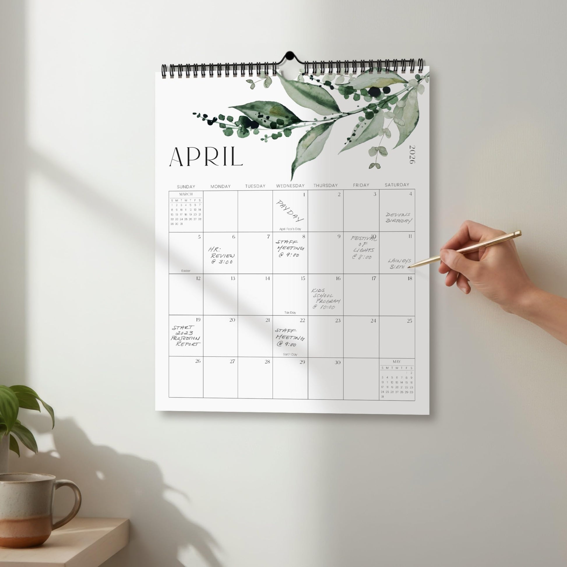 Aesthetic 2026-2027 Wall Calendar - Runs from January 2026 Until July 2027 - The Perfect Modern Greenery Calendar Planner for Easy Organizing