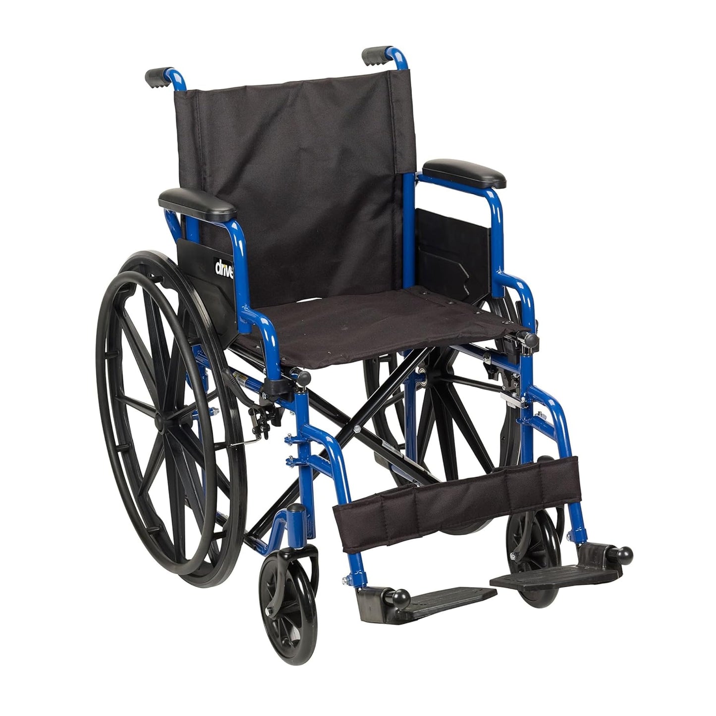 Drive Medical Single Axle Blue Streak Wheelchair, Flip Back Desk Arm, Swing Away Footrests, 18", 1 Count Drive Medical