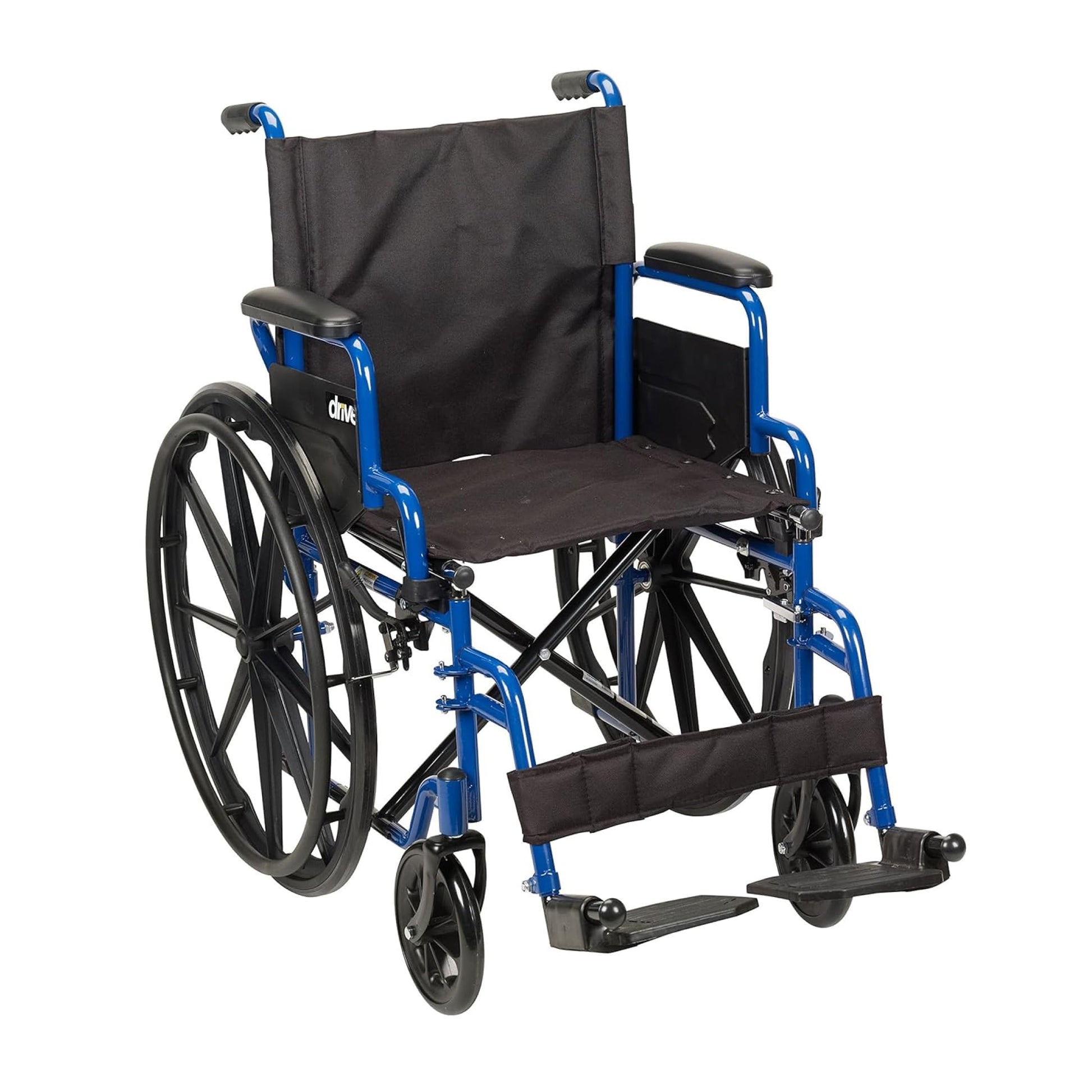 Drive Medical Single Axle Blue Streak Wheelchair, Flip Back Desk Arm, Swing Away Footrests, 18", 1 Count Drive Medical