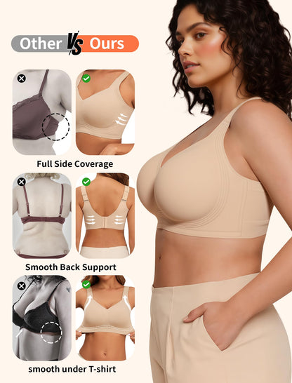PoseFree Jelly Bras for Women Full Coverage Full Support and Lift No Underwire Back Smoothing Bralette Everyday Bra (Nude,XL)
