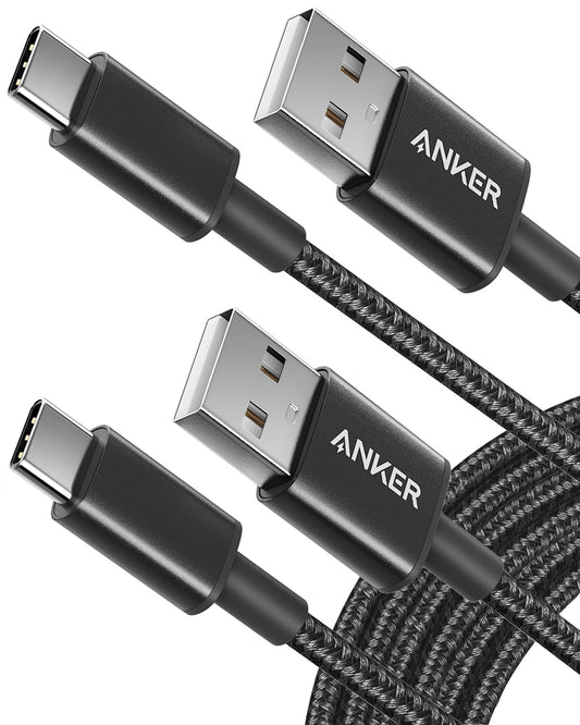 Anker Cable [2 Pack, 10FT], USB A to USB C Cable for Samsung Galaxy S10 S10+, LG V30, Beats Fit Pro and More (Black)