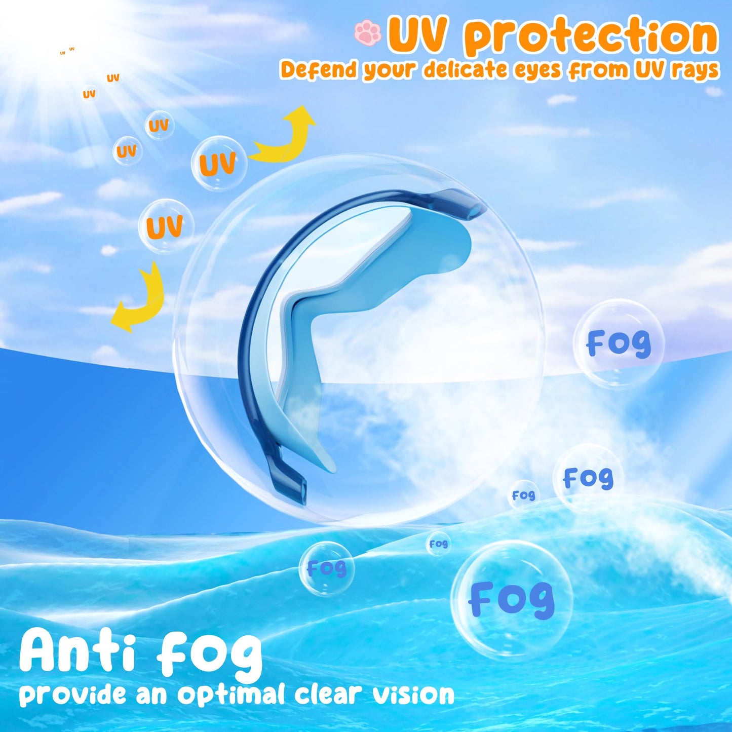 Kids Goggles Swimming, 2 Pack Kids Swimming Goggles for Age 4-14 Wide Vision Anti-Fog UV Protection Waterproof for Boys Girls