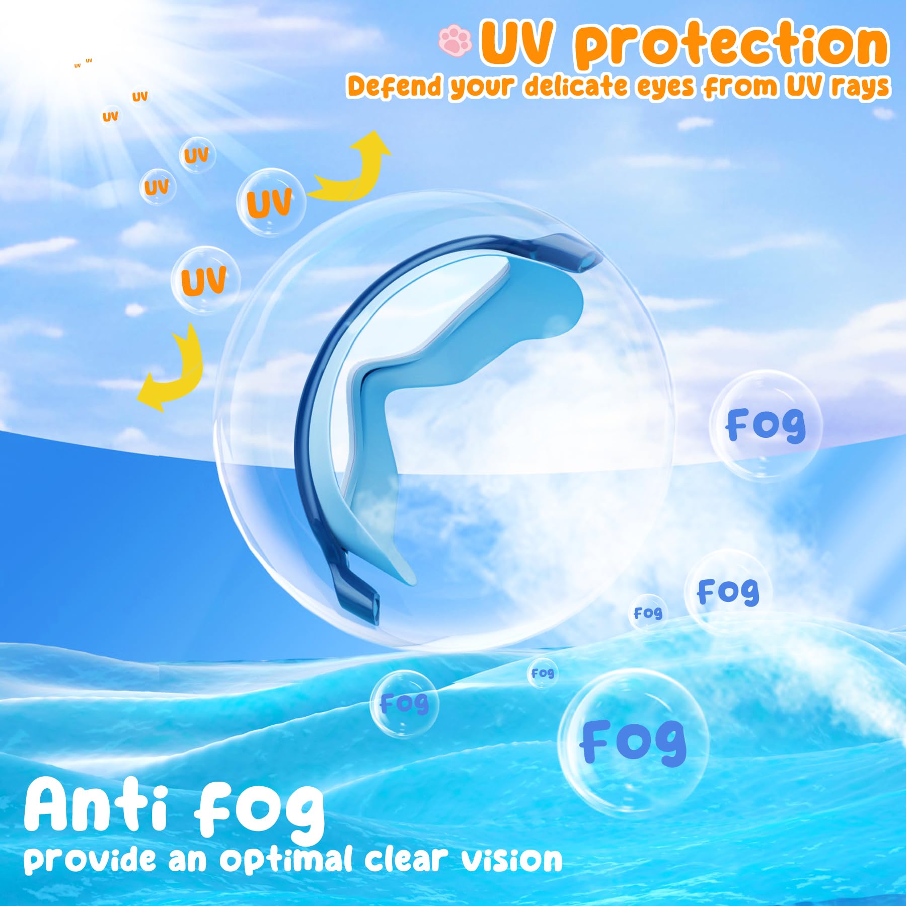 Kids Goggles Swimming, 2 Pack Kids Swimming Goggles for Age 4-14 Wide Vision Anti-Fog UV Protection Waterproof for Boys Girls
