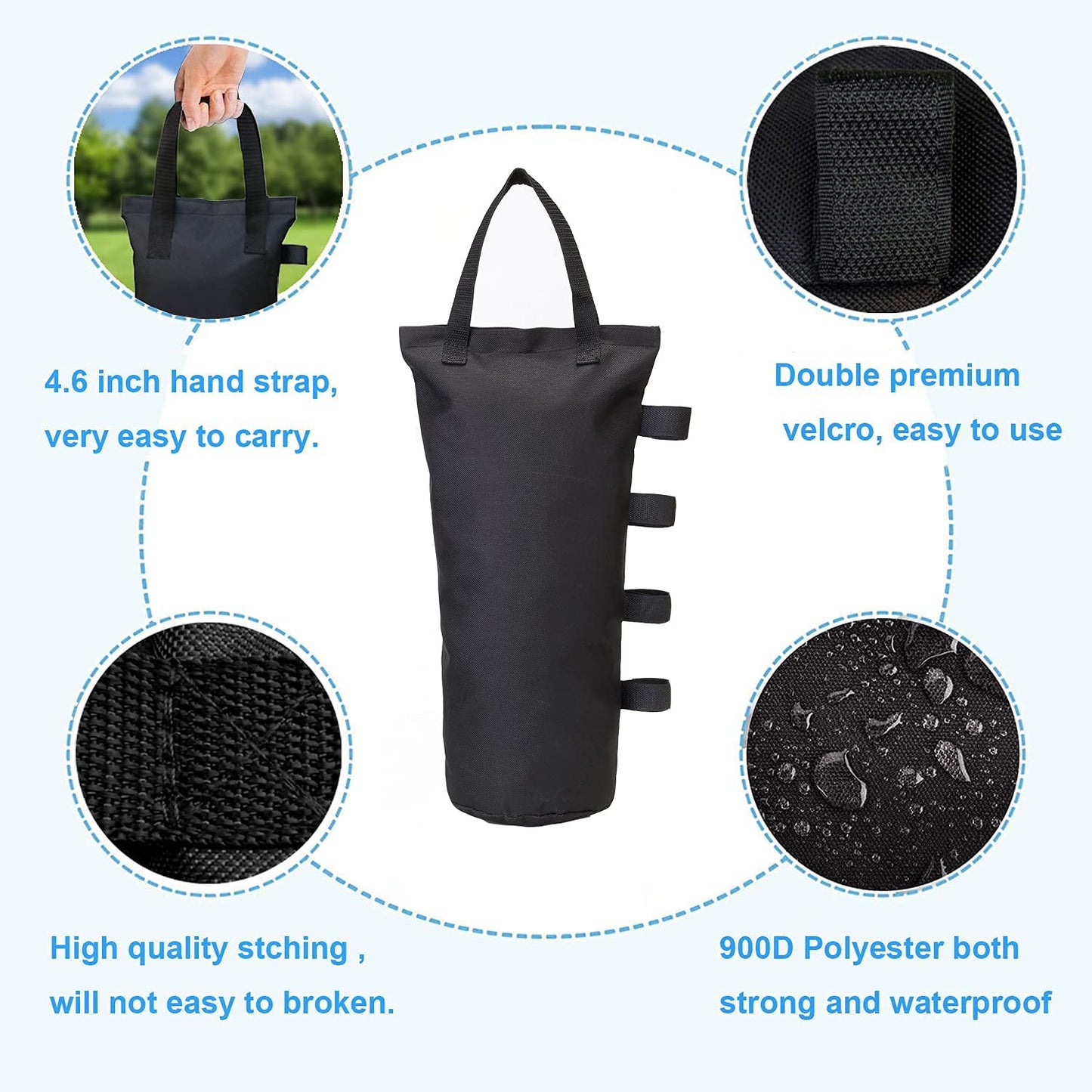 MOPHOEXII 4-Pack 112 LBS Extra Large Pop up Canopy Weights Sand Bags for Outdoor Pop Up Canopy Tent Gazebo Outdoor Instant Canopies Sand Bags without Sand - Black