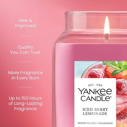 Yankee Candle Large Jar Scented Candle with up to 150 Hour Burn Time, Premium Plant Wax Blend for Cleaner Consistent Burn and Room Filling Fragrance, 22 oz, Iced Berry Lemonade 🍁 All In One Marketplace Canada