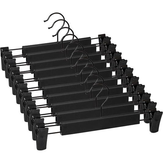 Lamitocs Pants Hangers with Clips, Skirt Hangers, 360 ° Swivel Hooks Space Saving Hangers for Pants, Skirts, Clothes, Jeans (10Pack,Black) - Available at All In One Marketplace Canada