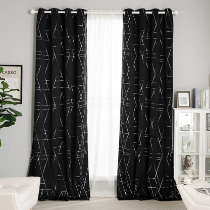 NICETOWN Halloween Blackout Curtains for Living Room - Foil Printed Shiny Stripes Pattern Thermal Insulated Blackout Drapes for Bedroom Kitchen Loft Cafe Window (2 Panels, 52" Wide by 63" Long)