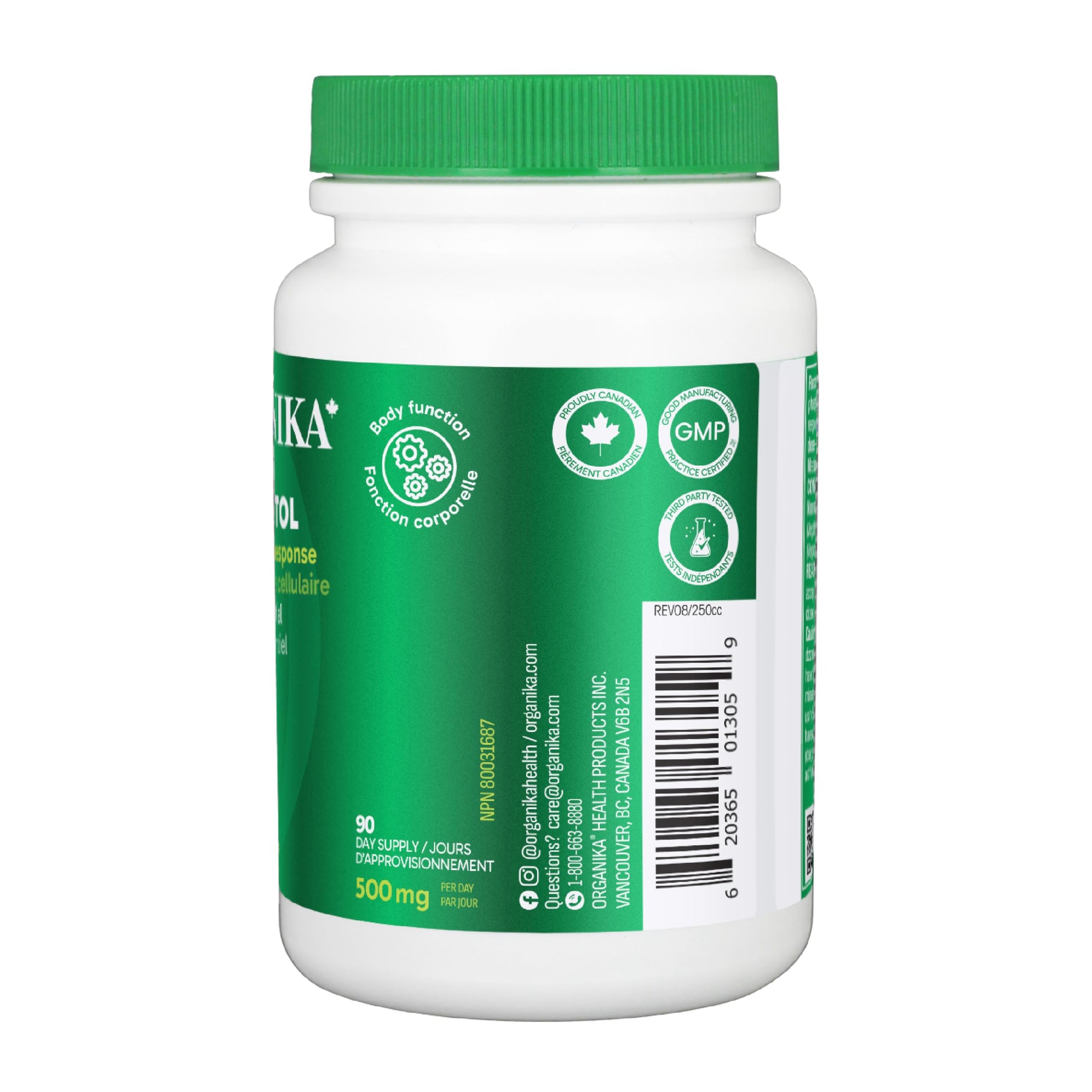 Organika Canadian-Made Inositol (Myo-Inositol)- Cellular Response, Mood Balance, Insulin Support- 90vcaps - Available at All In One Marketplace Canada
