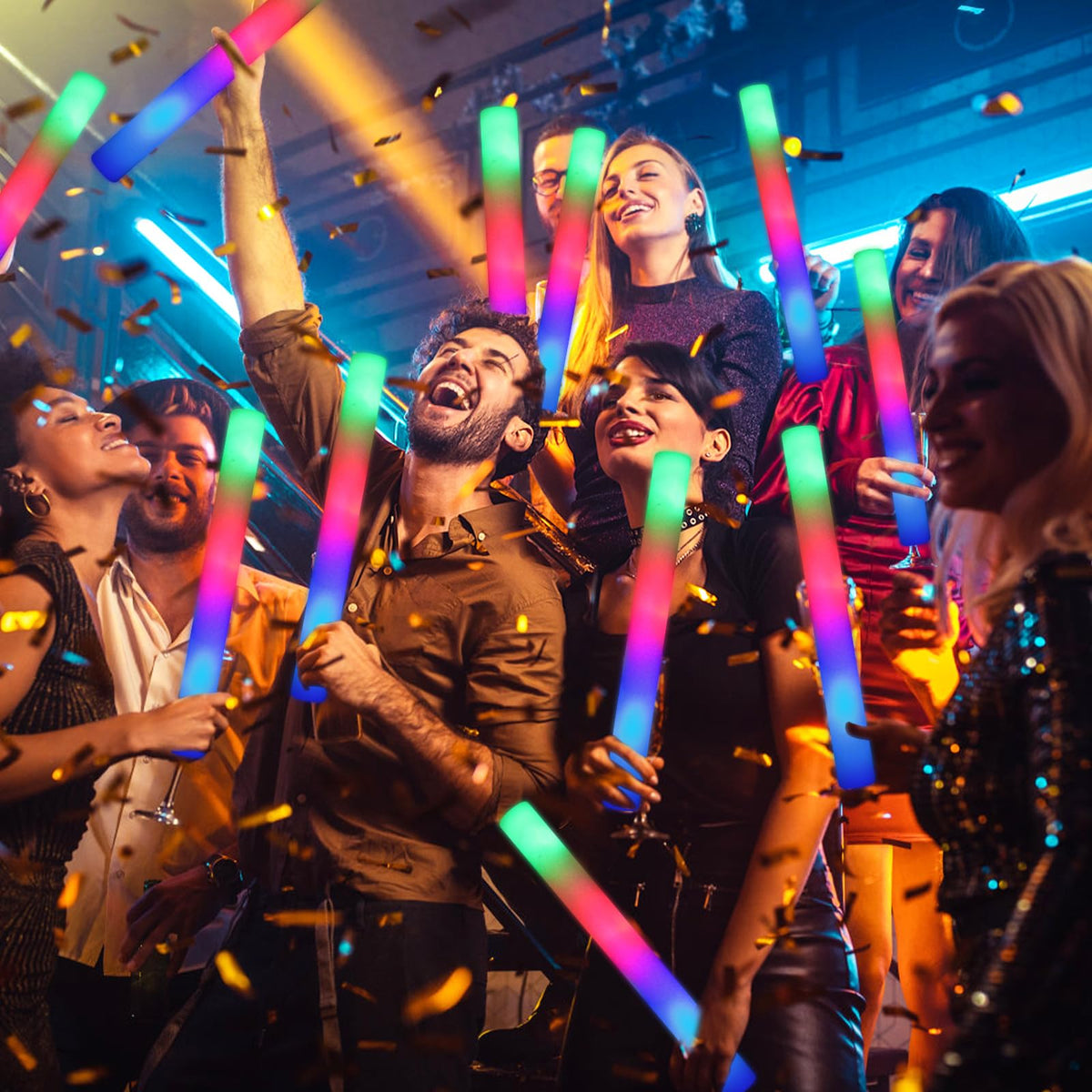 HONLYNE 44 PCS Foam Glow Sticks, Glow Sticks Bulk with 3 Modes Colorful Flashing, LED Light Sticks, Glow in Dark Party Supplies for Wedding, Raves, Birthday, Christmas, New Year 🍁 All In One Marketplace Canada