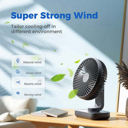 OCOOPA Small Desk Fan, 4000mAh Rechargeable USB Fan Battery Operated, 4 Speeds, 5'' Portable Table Fan with Strong Airflow Quiet, Detachable Grille, Mini Desktop Fan(Blue) - Available at All In One Marketplace Canada