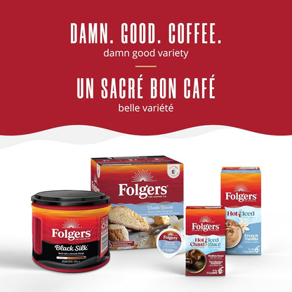 Folgers Vanilla Biscotti Flavoured Light Roast Coffee Pods, Single Serve One Cup Pods made with Arabica Beans for Hot or Iced Drinks, 30 Count (Pack of 1)