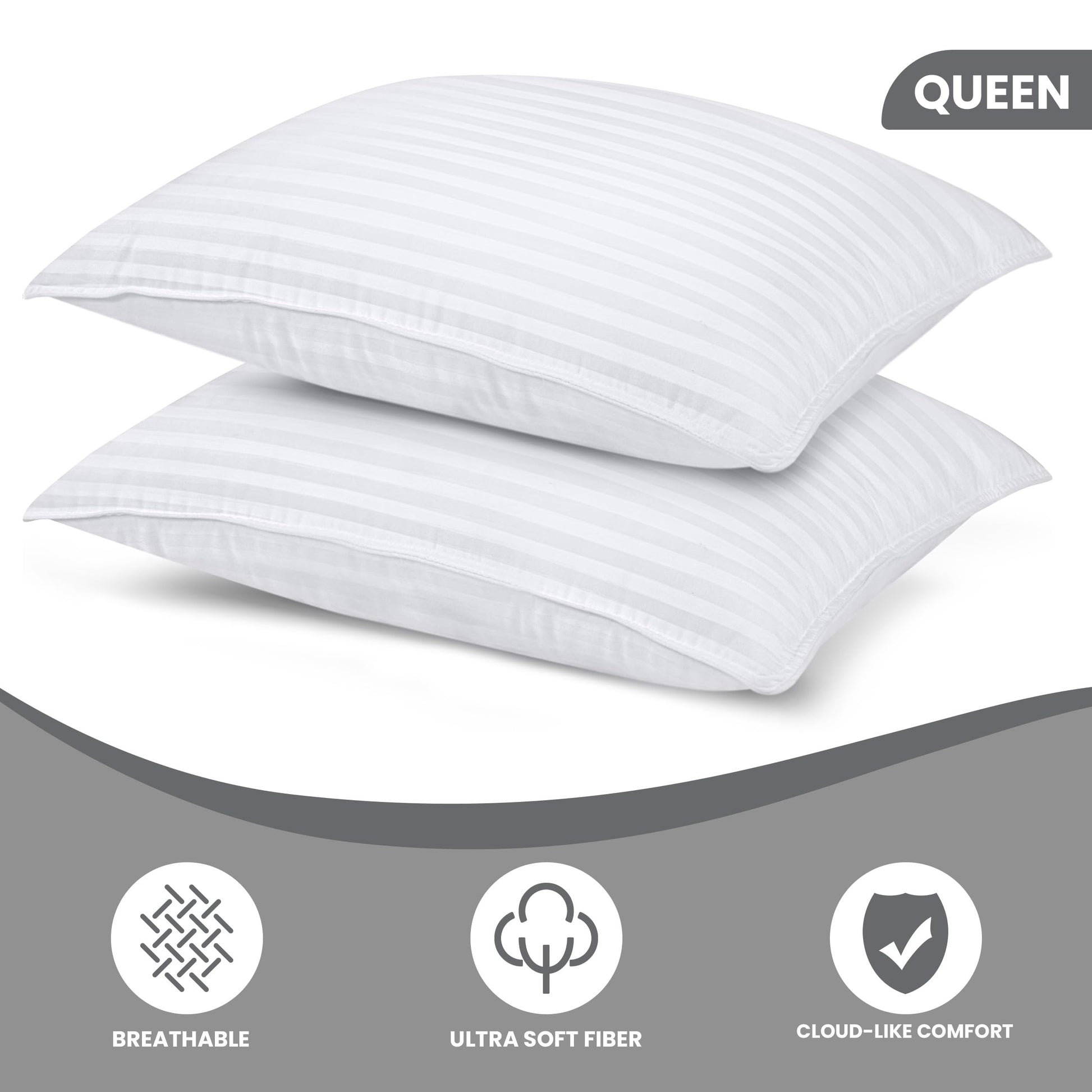 Utopia Bedding Pillows Queen Size 2 Pack – Soft, Supportive Hotel Quality Bed Pillow, Down Alternative Cooling Pillow for Side, Back or Stomach Sleepers, Premium Queen Pillows - Available at All In One Marketplace Canada