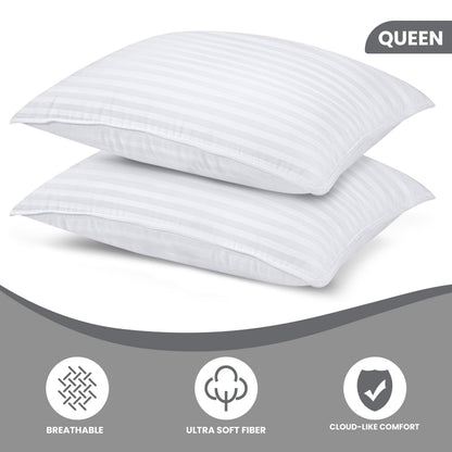 Utopia Bedding Pillows Queen Size 2 Pack – Soft, Supportive Hotel Quality Bed Pillow, Down Alternative Cooling Pillow for Side, Back or Stomach Sleepers, Premium Queen Pillows - Available at All In One Marketplace Canada