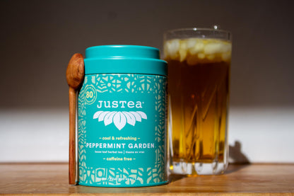 JusTea PEPPERMINT GARDEN Loose Leaf Herbal Tea, 40+ Cups Tin with Spoon 🍁 All In One Marketplace Canada