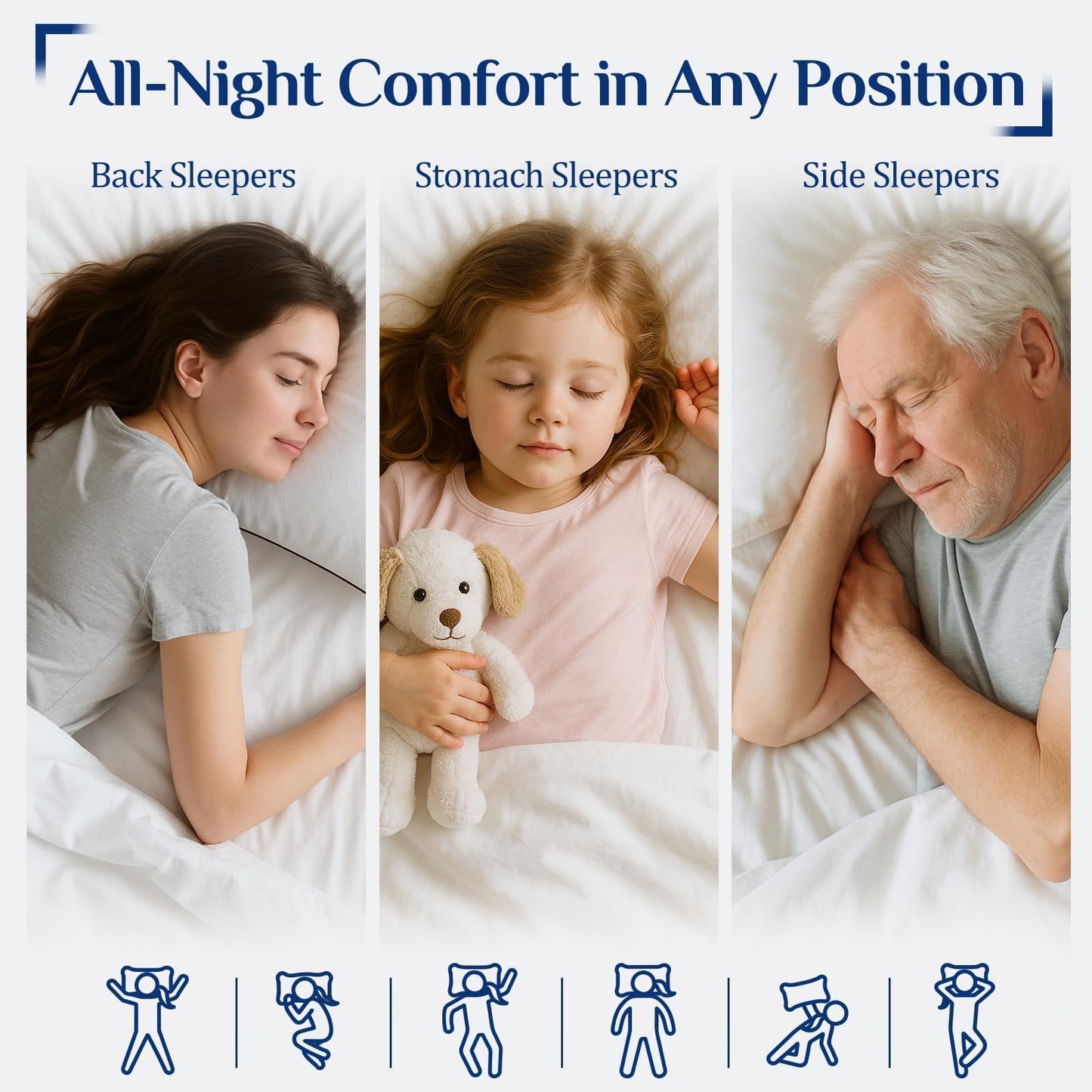 JOLLYVOGUE Pillows Standard Size 2 Pack for Sleeping, Soft and Supportive Bed Pillow for Side and Back Sleepers, Down Alternative Hotel Collection Pillows Set of 2