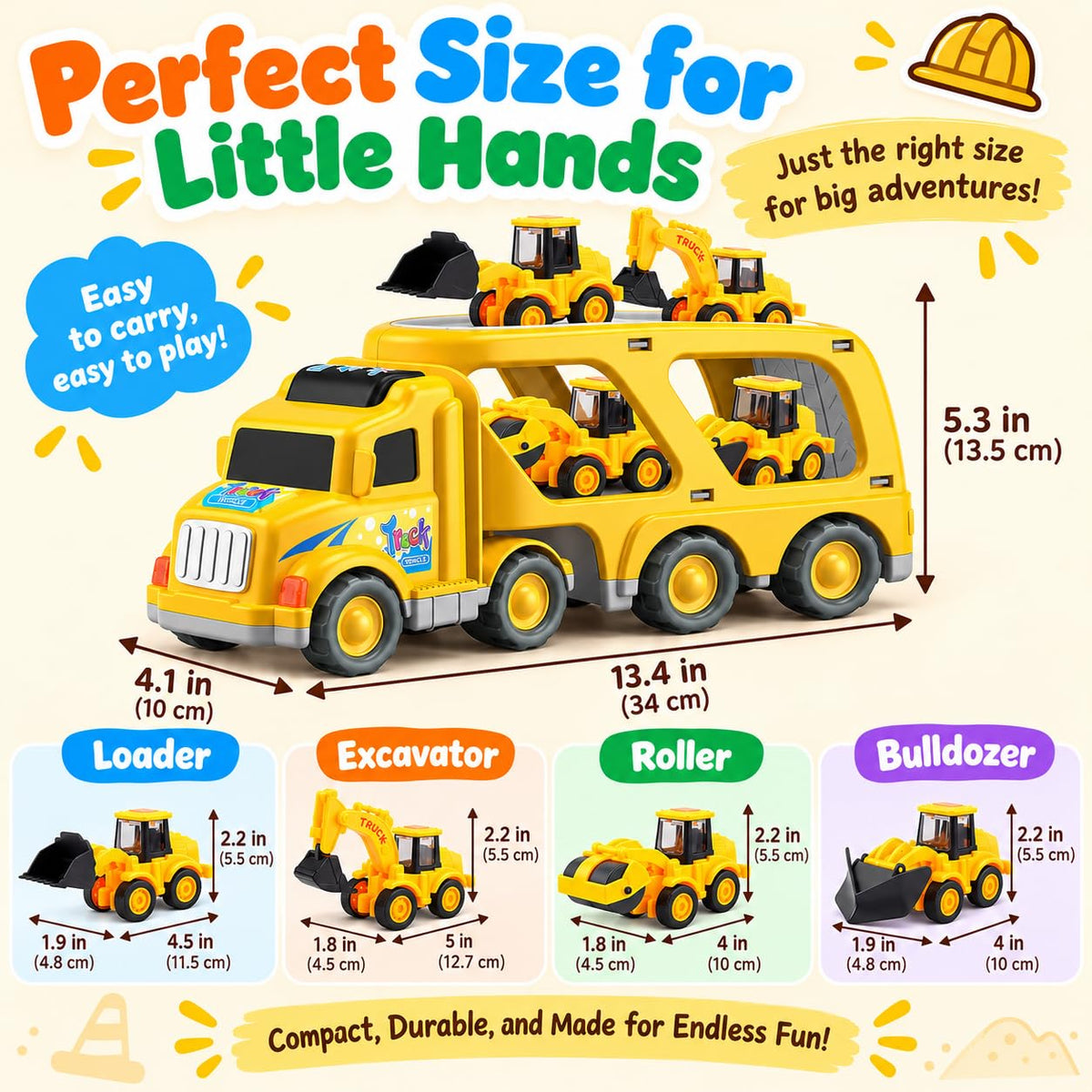 Veslier Construction Truck Toys for Boys Girls Age 3 4 5 6 Years Old，Carrier Transport Trucks for Kids 3+ Year Old，Christmas Birthday Gift Toddler Toys 🍁 All In One Marketplace Canada