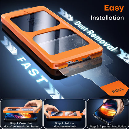 TOCOL 2 Pack for iPhone 16 Screen Protector [Instant Installation][Auto-Dust Removal][HD Clear], Unbreakable 9H+Hardness Shatterproof Tempered Glass [Bubble Proof]