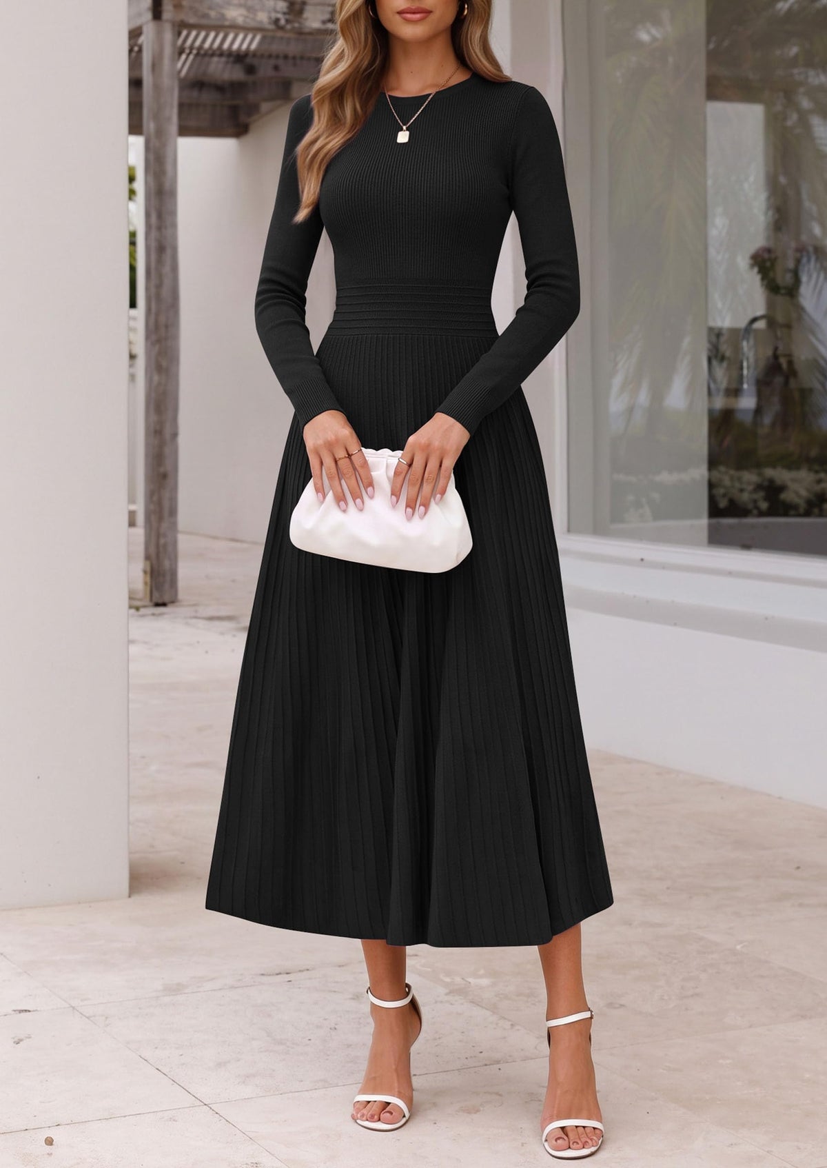 PRETTYGARDEN Women's Long Sleeve Knit Maxi Sweater Dress(Black,M) 🍁 All In One Marketplace Canada