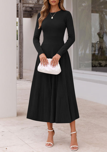 PRETTYGARDEN Women's Long Sleeve Knit Maxi Sweater Dress(Black,M) 🍁 All In One Marketplace Canada