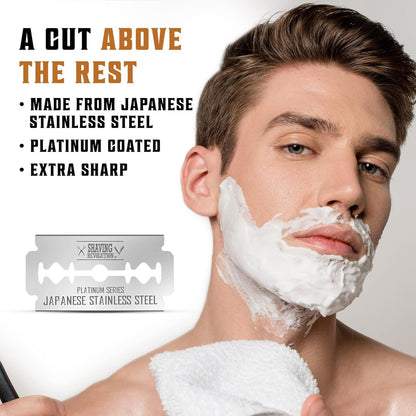 Viking Revolution 50x Safety Razor Blades Men - Platinum Japanese Stainless Steel Double Edge Razor Blade For A Smooth, Precise And Clean Shave - Razor Blades Double Edge - Safety Razor Blade - Available at All In One Marketplace Canada