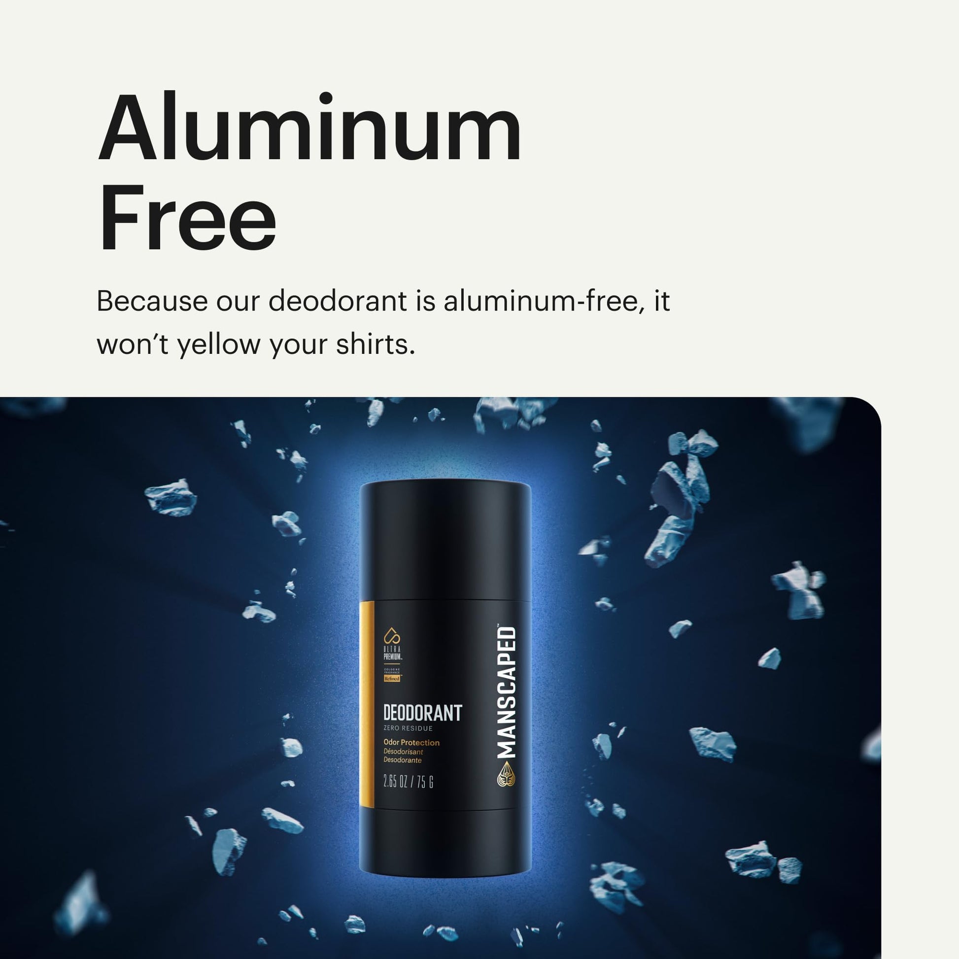 MANSCAPED® UltraPremium Deodorant, Aluminum-Free Clear Formula, Soft and Comfortable with Cologne-Quality Fragrance for Under Arm Odor Protection, 2.65 oz Stick (1 Pack) - Available at All In One Marketplace Canada
