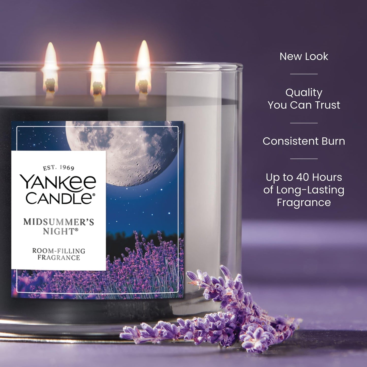 Yankee Candle 3 Wick Candle Jar, Scented Candle with up to 40 Hours of Burn Time, Premium Plant Wax Blend for Consistent Long Lasting Scent from First to Last Burn, Midsummer's Night 🍁 All In One Marketplace Canada