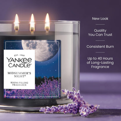 Yankee Candle 3 Wick Candle Jar, Scented Candle with up to 40 Hours of Burn Time, Premium Plant Wax Blend for Consistent Long Lasting Scent from First to Last Burn, Midsummer's Night 🍁 All In One Marketplace Canada