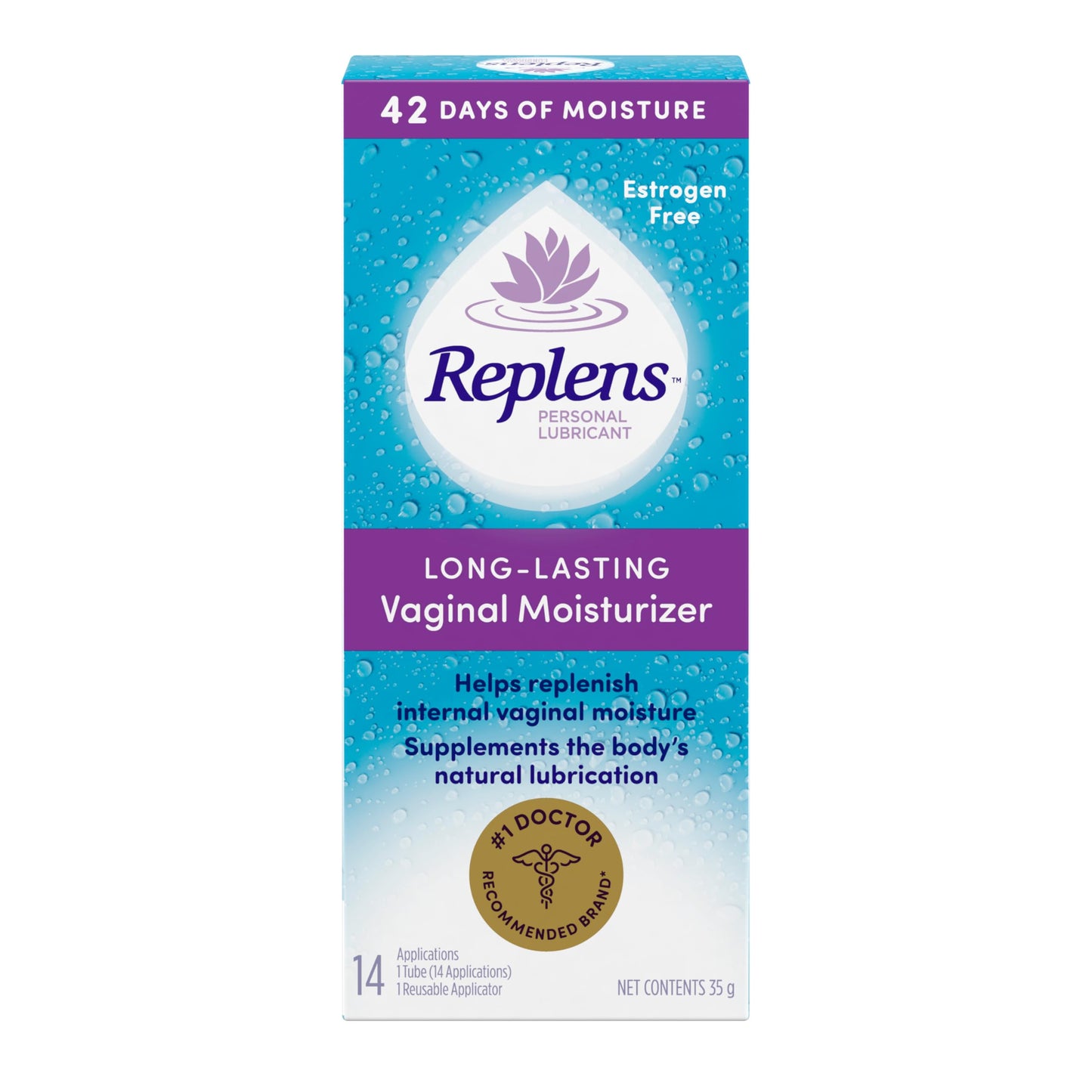 Replens Long-Lasting Vaginal Moisturizer and Lubricant, Replenish internal vaginal moisture, Immediate relief, Paraben free, Estrogen Free, Fragrance Free, 14 Applications, 35 g - Available at All In One Marketplace Canada
