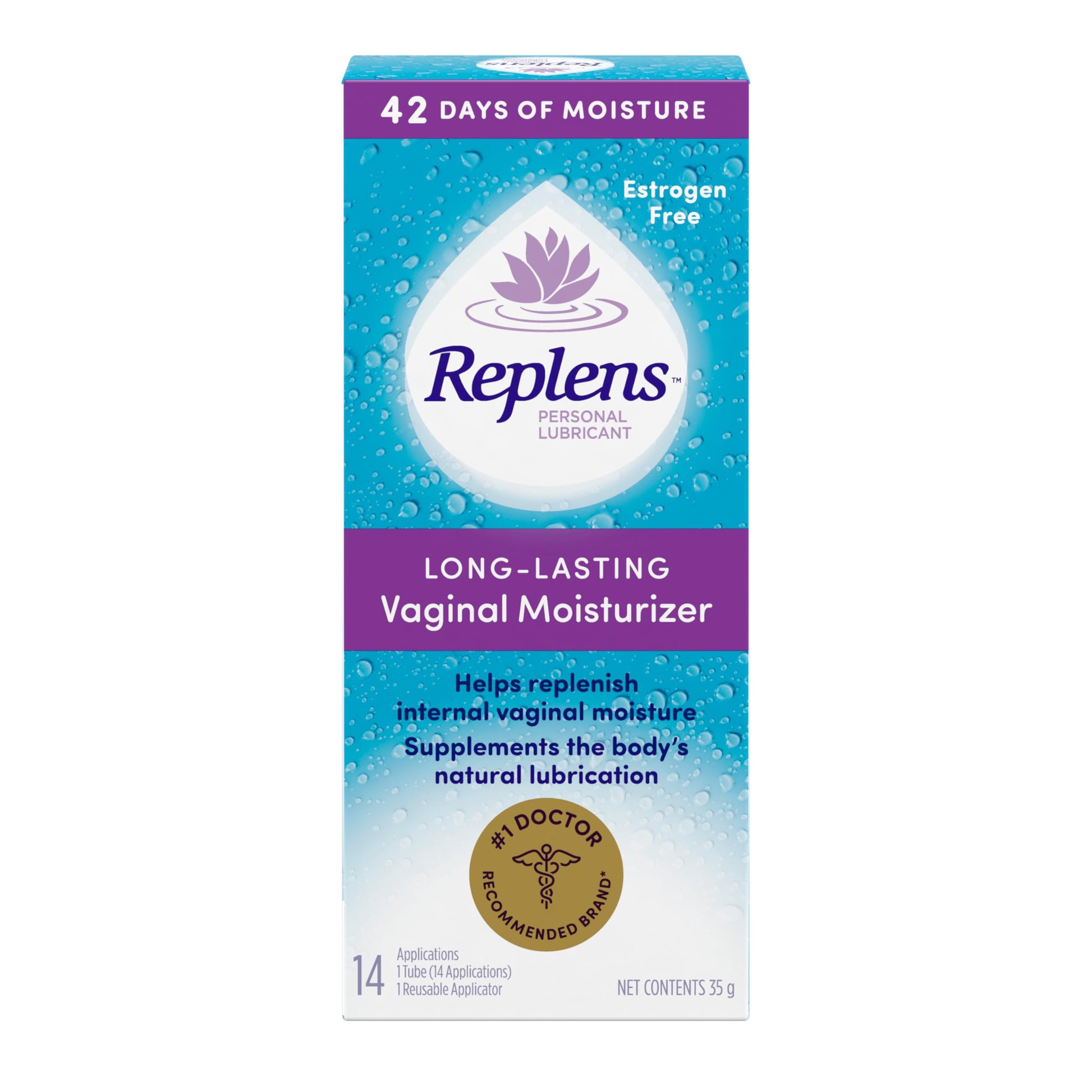 Replens Long-Lasting Vaginal Moisturizer and Lubricant, Replenish internal vaginal moisture, Immediate relief, Paraben free, Estrogen Free, Fragrance Free, 14 Applications, 35 g - Available at All In One Marketplace Canada