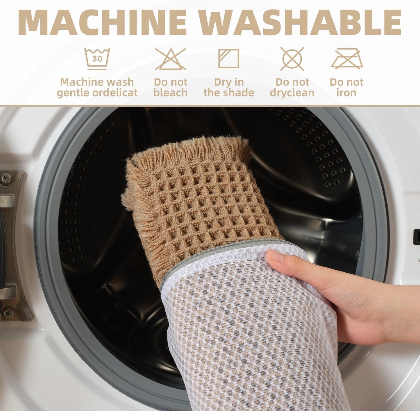 Rvolst Bath Mat Rug for Bathroom Waffle Woven Bathroom Mat Super Absorbent Machine Washable Non Slip Farmhouse Boho Bathroom Rug 46x77cm Brown - Available at All In One Marketplace Canada
