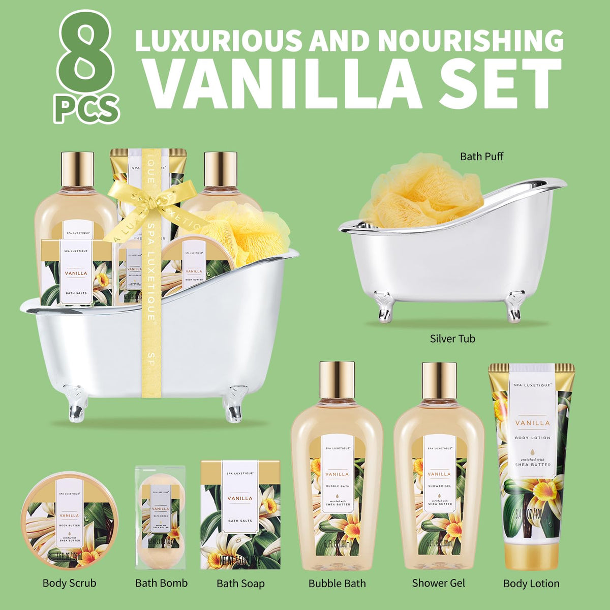 Birthday Gifts for Women Spa Luxetique 8Pcs Gift Basket Vanilla Bath Set 🍁 All In One Marketplace Canada