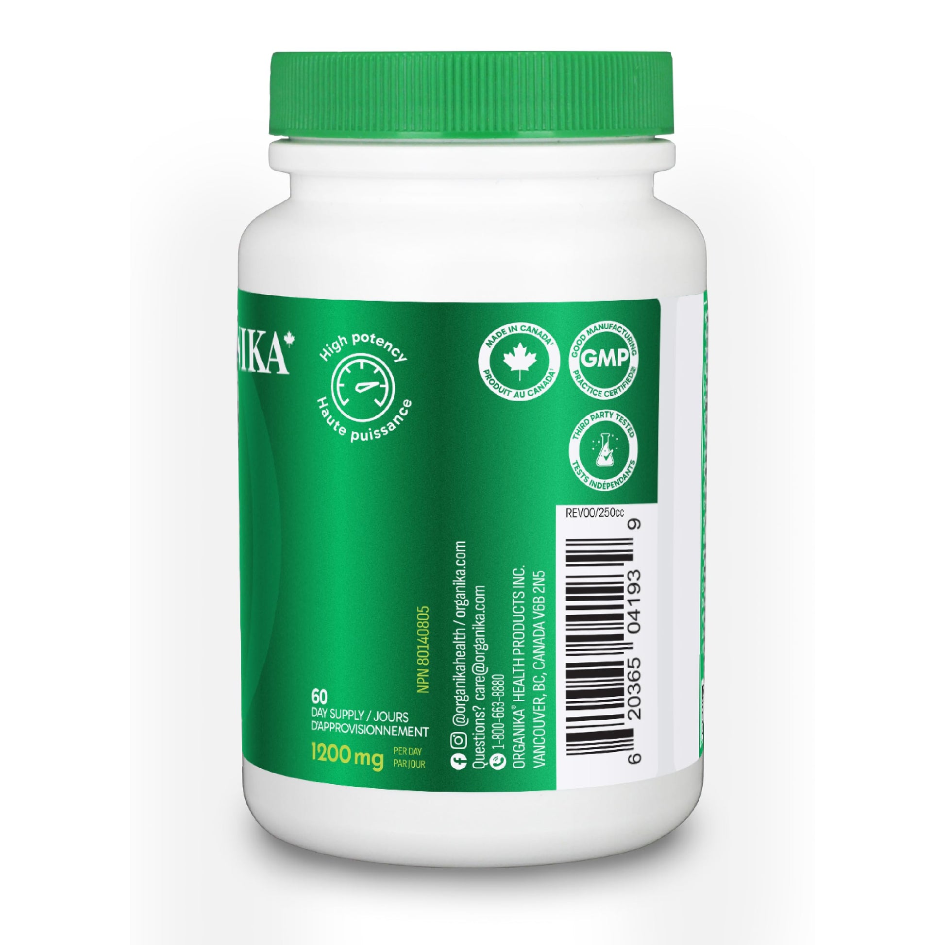 Organika Canadian-Made Moringa Leaf Extract- 1200mg Daily Dose, High Potency, Powerful Antioxidant, Anti-Inflammatory, Blood-Sugar Support, Detox, Source of Vitamins and Minerals- 120vcaps Organika