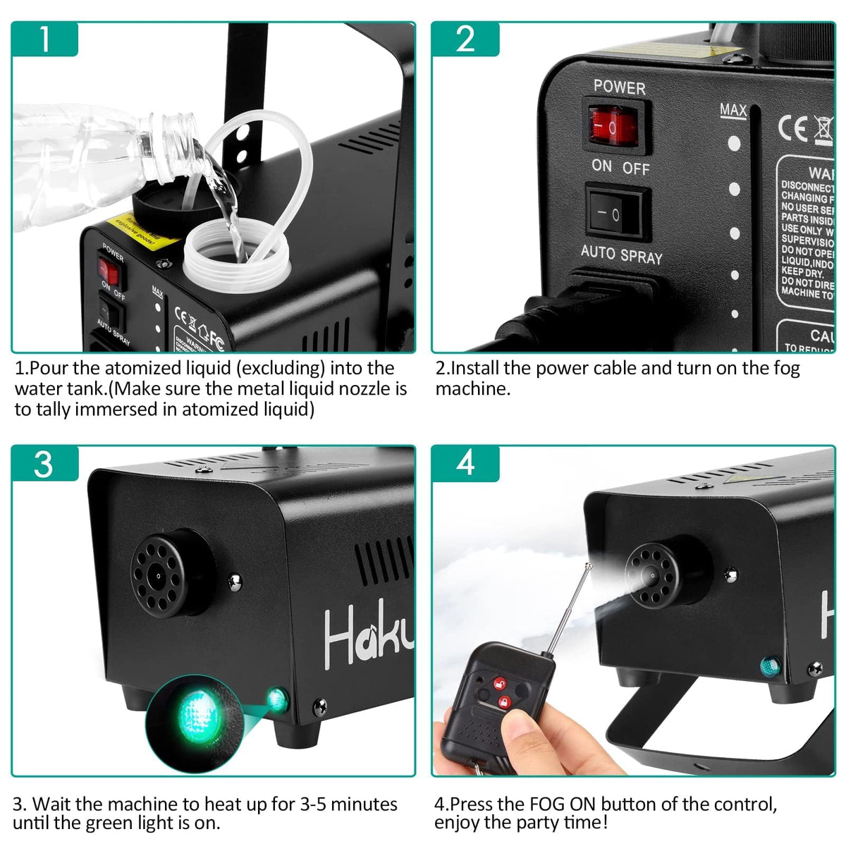 HAKUTA Fog Machine with Wireless Remote & Auto Spray, 500W Smoke Machine 🍁 All In One Marketplace Canada
