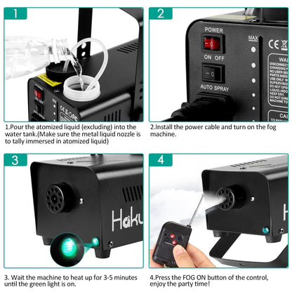 HAKUTA Fog Machine with Wireless Remote & Auto Spray, 500W Smoke Machine 🍁 All In One Marketplace Canada