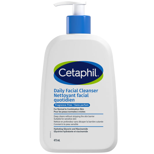 Cetaphil Daily Facial Cleanser Fragrance Free (473ml) - Deep Cleansing Face Wash, Ideal for Normal to Combination to Oily Skin, Dermatologist Tested