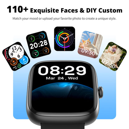 Fixwink Smart Watch for Men Women (Answer/Make Call), 1.83" HD Fitness Tracker with Heart Rate/SpO2/Sleep Monitor, Pedometer, 120+ Sport Modes, IP67 Waterproof, 7-Day Battery, for iOS Android, Black