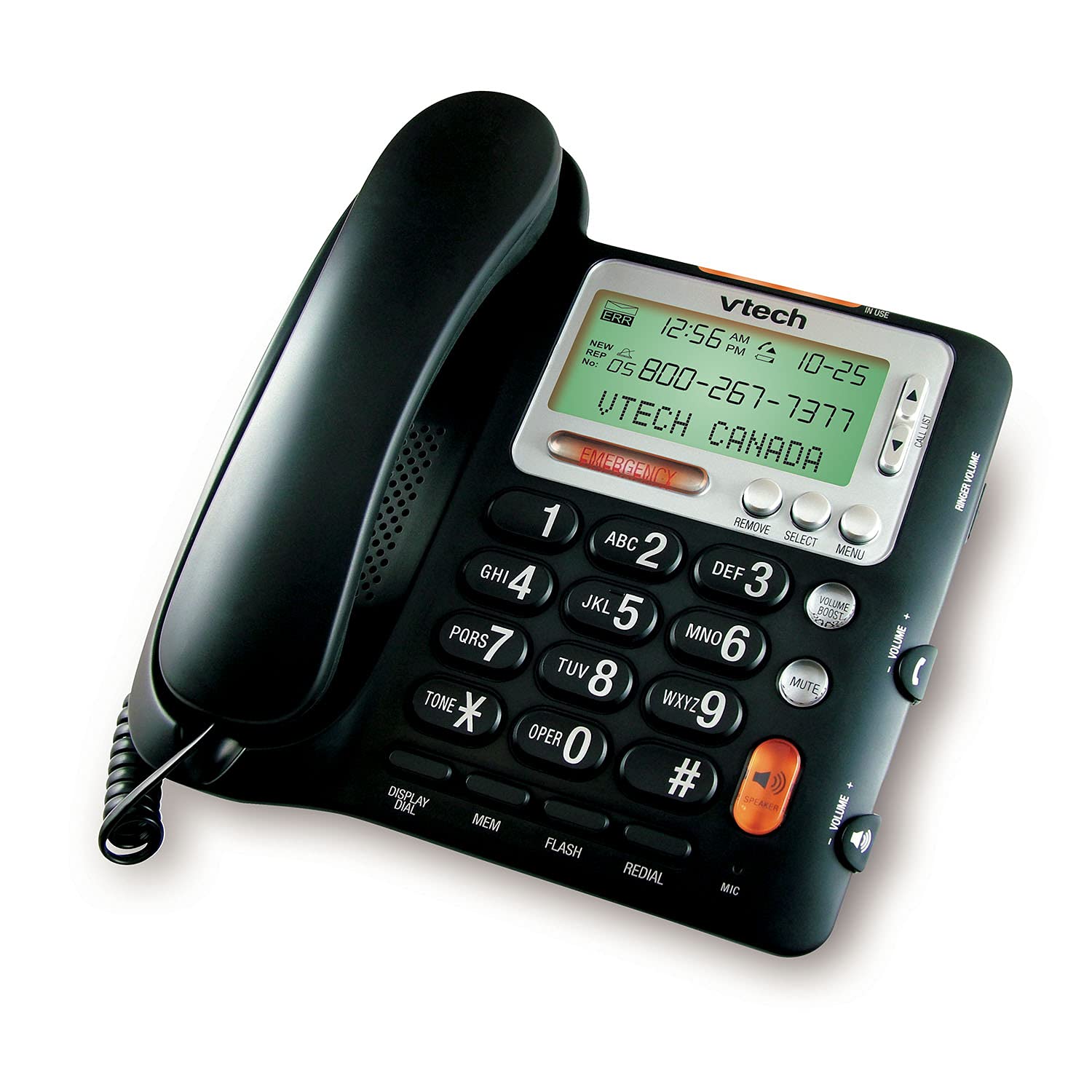 VTech CD1281 Corded Big Button Telephone with Speakerphone, Volume Boost, Caller ID, Desk or Wall Mount (Not Answering Machine) VTech