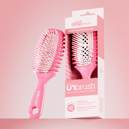 FHI Heat UNbrush Curl Defining Brush — Wavy, Coily, and Curly Hair Brush with DuoFlex Bristles & StyleCurl Handle — for Gentle Detangling & Faster Styling on Wet Hair - Coral Rose FHI Heat