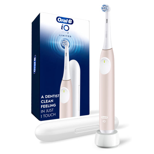 Oral-B iO2 Electric Toothbrush, for an Easy Switch to Electric, Peach, Rechargeable Electric Toothbrushes, iO Series 2 Starter Kit with 1 Power Toothbrush and 2 Brush Heads