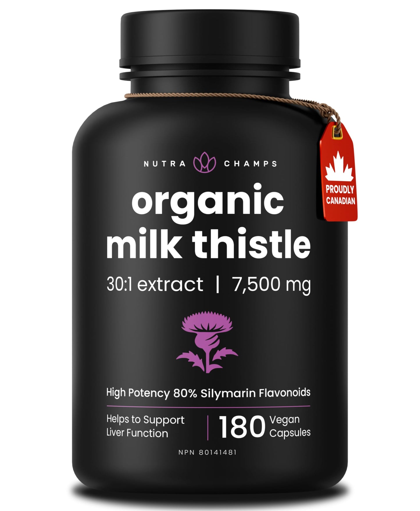 Milk Thistle Capsules – High Potency 30:1 Extract (7,500 mg Equivalent) with 80% Silymarin – Premium Liver Support Supplement for Healthy Flush & Detox – Vegan, Non-GMO – 180 Count - Available at All In One Marketplace Canada