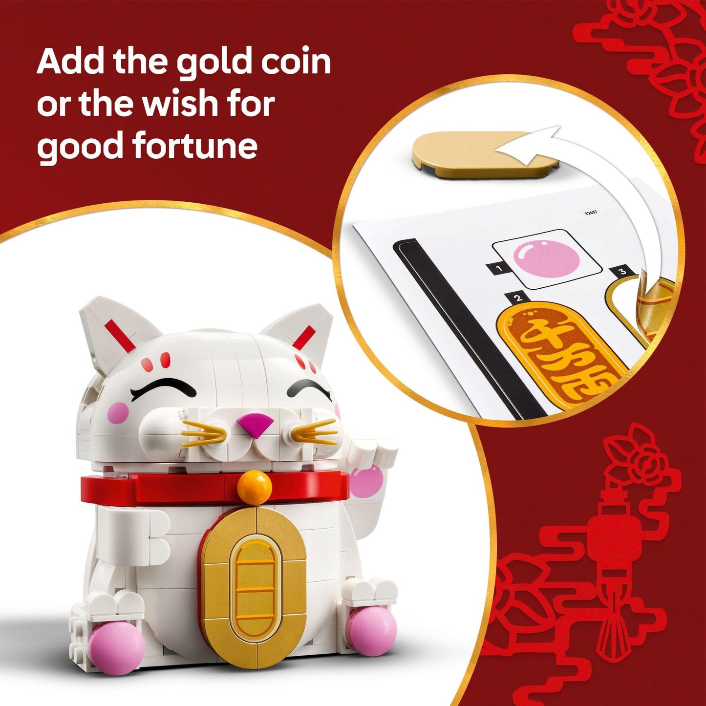 LEGO Lucky Cat Building Toy for Girls & Boys - Smiling Cat W/Waving Paw Function for Kids, Ages 9+ - Home Decor for Spring Festival & Chinese New Year Celebrations - Gift Idea for Birthdays - 40813 - Available at All In One Marketplace Canada