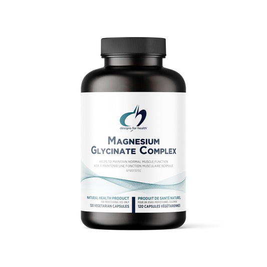 Designs for Health Magnesium Glycinate Complex - Chelated Magnesium Bisglycinate + High Absorption Magnesium Oxide for Heart Health, Immune Support & Bone Strength - Vegan (120 Capsules) - Available at All In One Marketplace Canada