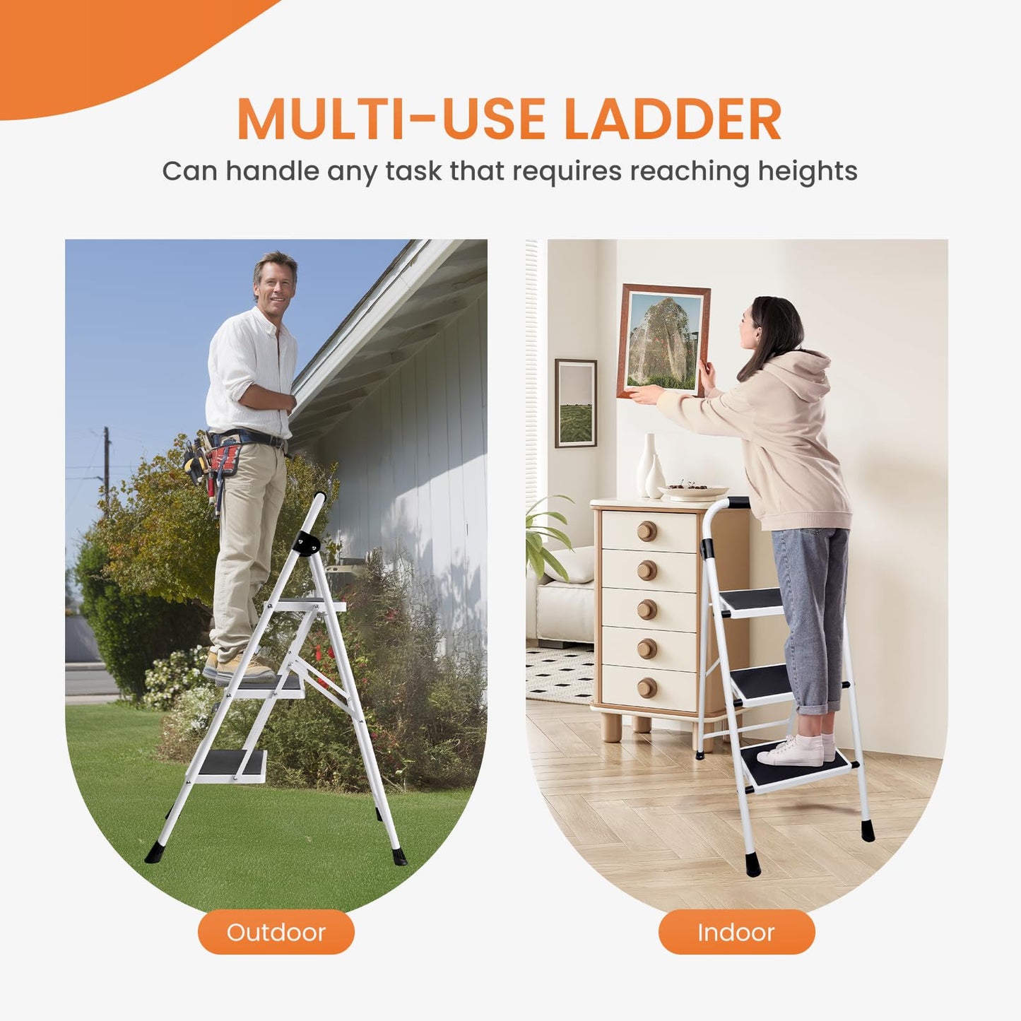Sweetcrispy 3 Step Ladder, Folding Step Stool, Anti-Slip Pedal Sweetcrispy