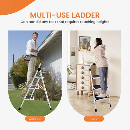 Sweetcrispy 3 Step Ladder, Folding Step Stool, Anti-Slip Pedal Sweetcrispy